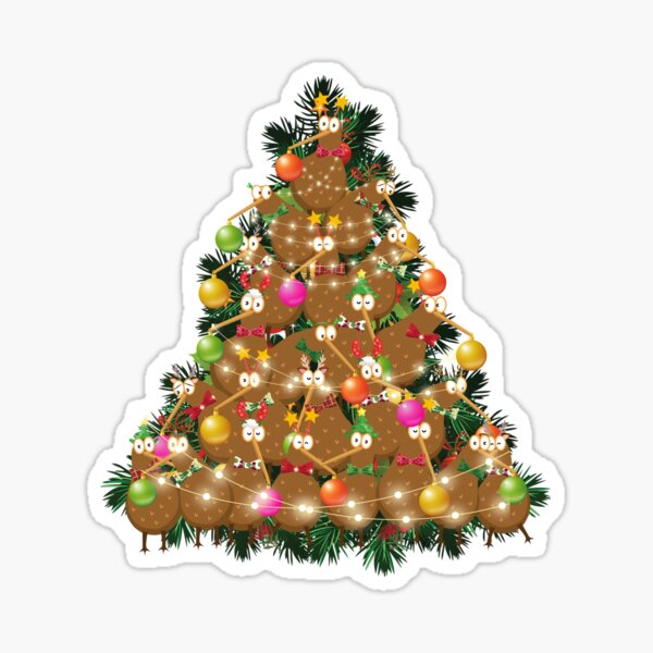 Kiwis in a Christmas Tree Sticker