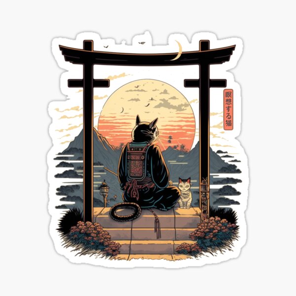 “Meditating Cat 3” Sticker for Sale by TheSamuraiCat | Redbubble