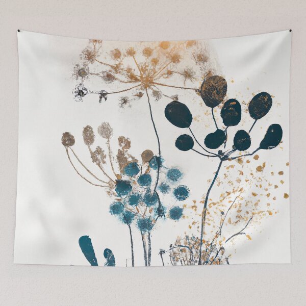Item preview, Modern Abstract Art Floral - New Urban Boho Art - Blue and Pink Tones designed and sold by Inomaly Art.