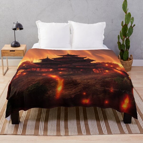 Item preview, Temple on Fire - 4K Wallpaper Landscape of Volcano Lava Fire and Flames, Pyro designed and sold by Fregoulix.