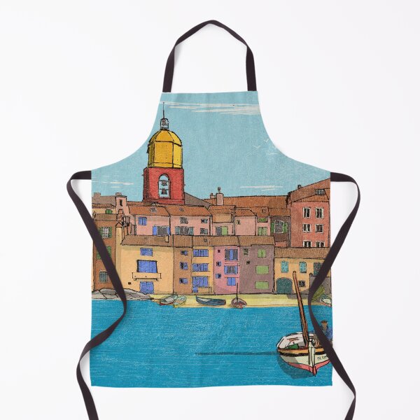 Item preview, Harbour View St Tropez France Retro Inspired Style Illustration designed and sold by Wall-Art-Sketch.