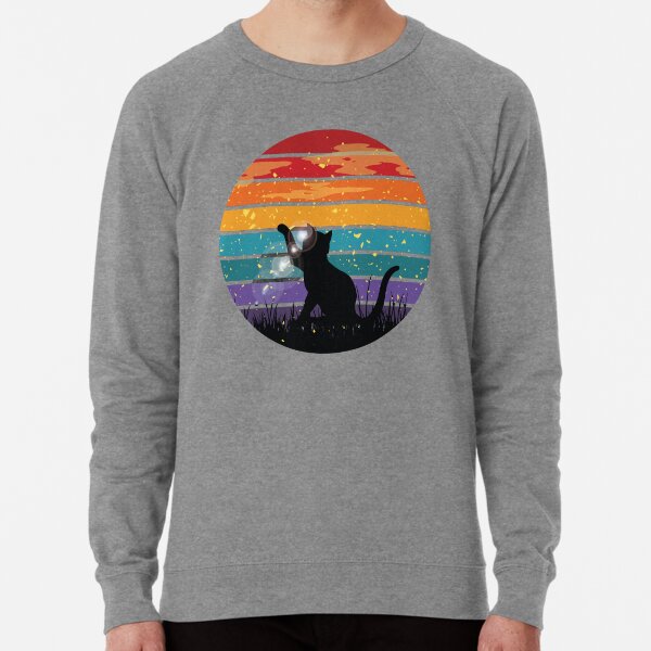 Vista previa del artículo con la obra «Gato Retro Vintage Atardecer Arco iris», diseñado y vendido por beefrancky.