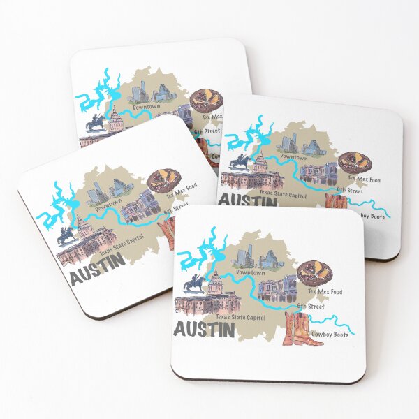 Item preview, Austin Texas map with sightseeing highlights designed and sold by artshop77.