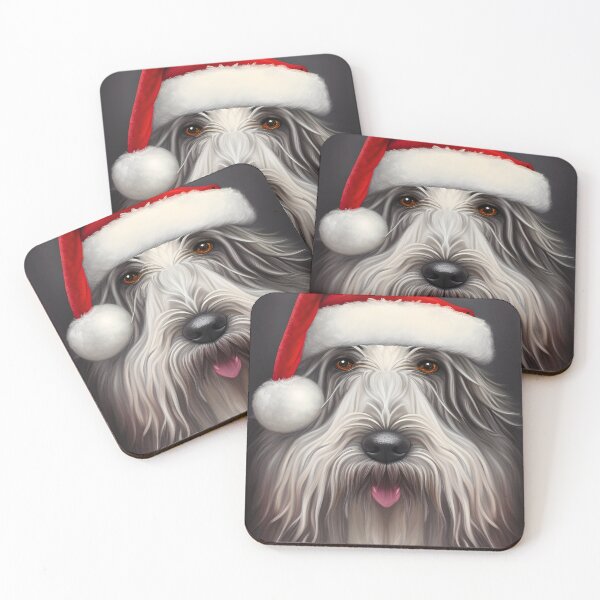 Item preview, Christmas Bergamasco Sheepdog Wearing A Santa Hat designed and sold by ZenEverAI.