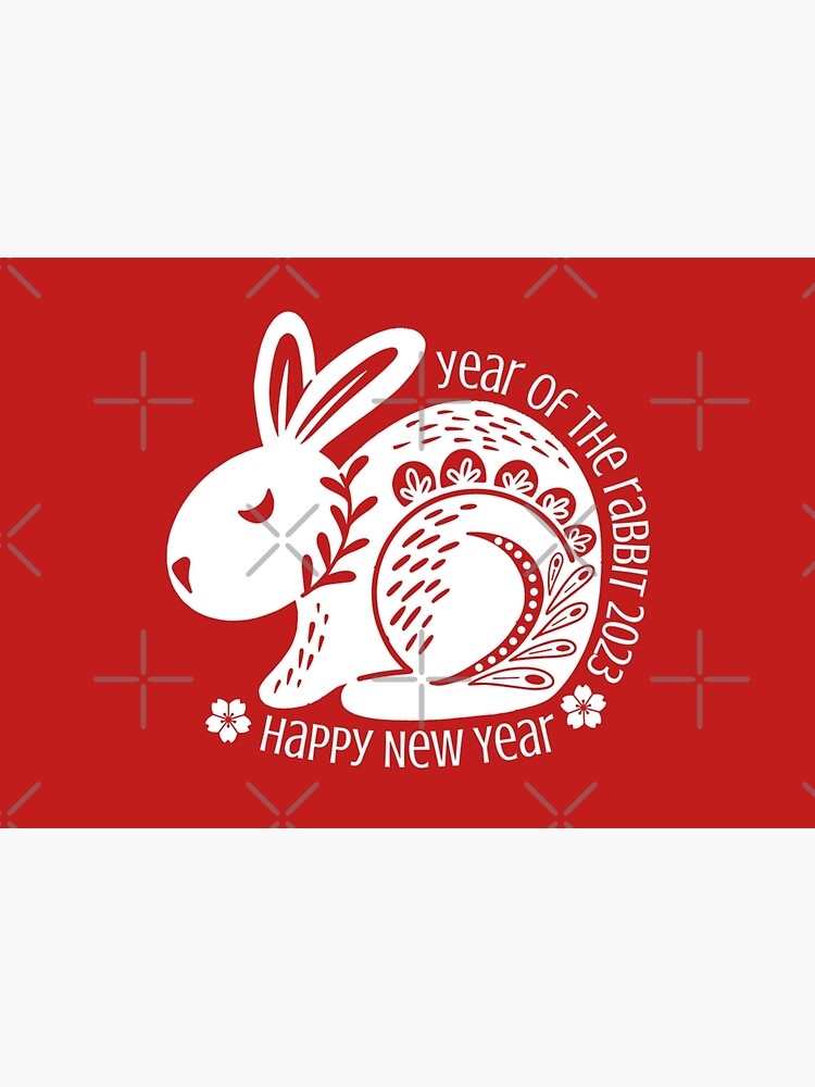 Happy Chinese New Year 2023 Greeting Card Group Cute Rabbit And