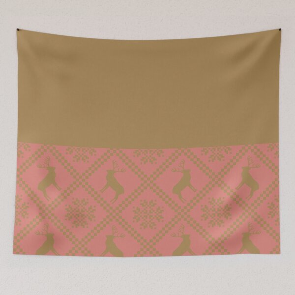 Item preview, Gold Horizontal Split White Deer and Snowflake on Orange Pink designed and sold by HiddenPuppets.