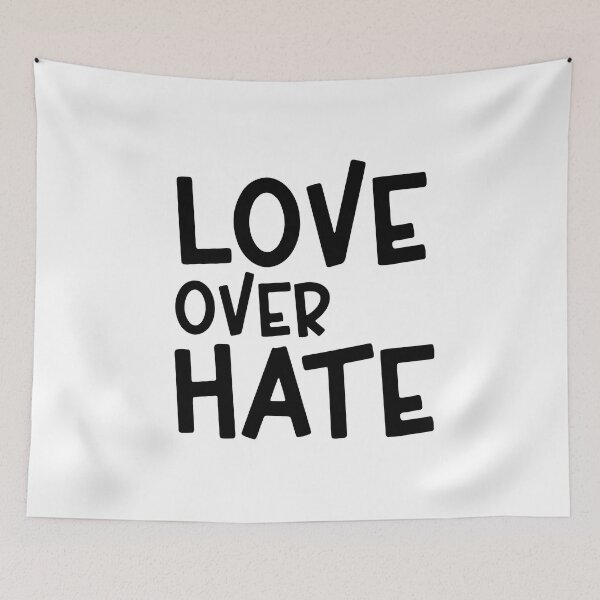 Item preview, Love Over Hate Black Sans Serif Typography Inspirational Quote designed and sold by Cawaiico.