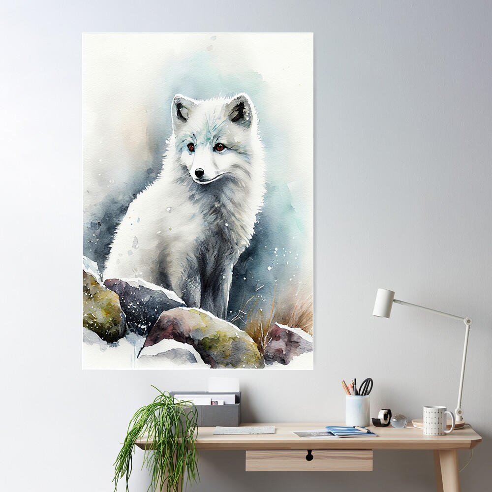 Arctic Fox - Watercolor Paint Poster for Sale by ABArtByAlexST