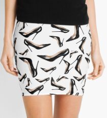 Fashionable Black Shoes Pattern Mini Skirt