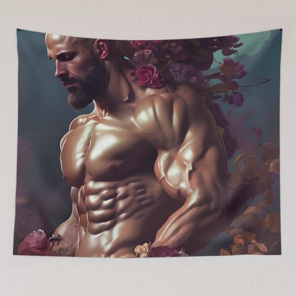 Item preview, Floral Hunk With Big Muscles and Roses designed and sold by withdiamonds.