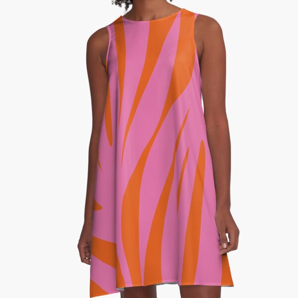 Item preview, Maldives Leaves Retro Modern Abstract Pattern in Hot Pink Magenta Red-Orange designed and sold by kierkegaard.