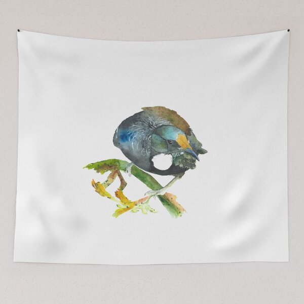 Item preview, Tui on flax - watercolour painting designed and sold by Karottenlotte.