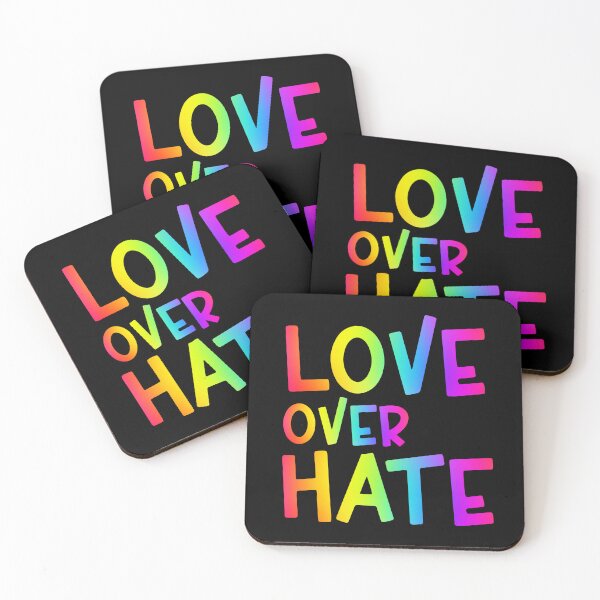 Item preview, Love Over Hate Colorful Bright Rainbow Sans Serif Typography Inspirational Quote designed and sold by Cawaiico.