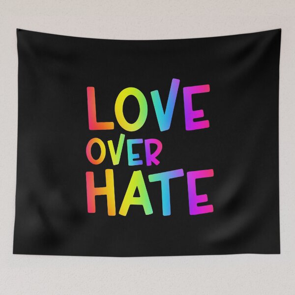 Item preview, Love Over Hate Colorful Bright Rainbow Sans Serif Typography Inspirational Quote designed and sold by Cawaiico.