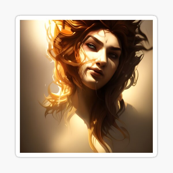 Lioness - A female that looks part lion - Digital Art Sticker