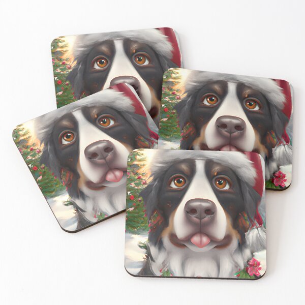 Item preview, Christmas Bernese Mountain Dog Wearing A Santa Hat designed and sold by ZenEverAI.