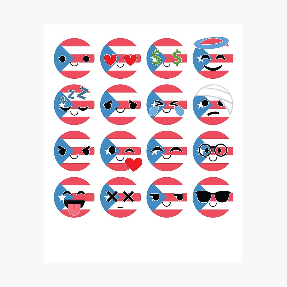 Puerto Rico Emoji Poster By Hippoemo Redbubble
