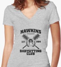Hawkins Babysitting Club : Inspired by Stranger Things Women's Fitted V-Neck T-Shirt