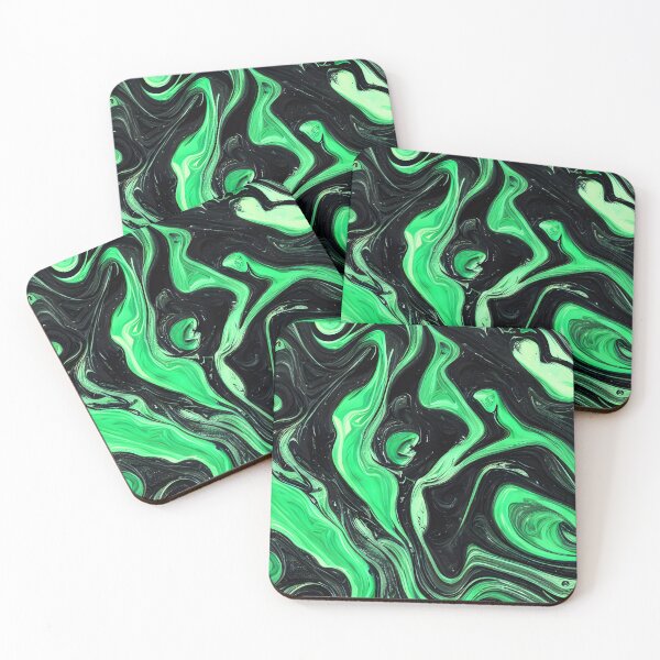 Item preview, Abstract Black and Green Liquid Marble Art designed and sold by wtfbba.