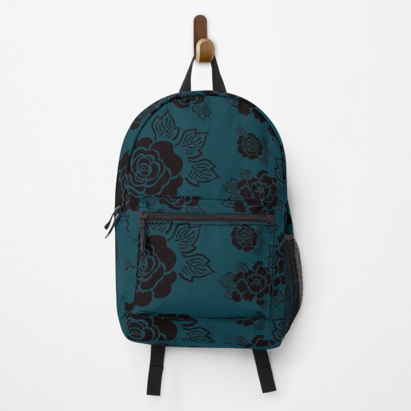 Item preview, Black rose pattern with a dark turquoise background . designed and sold by bayanabufadda.