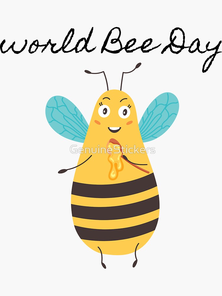 "Cute Bee World Bee Day" Sticker for Sale by GenuineStickers Redbubble