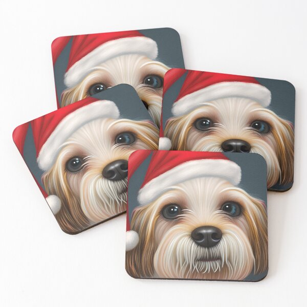 Item preview, Christmas Biewer Terrier Wearing A Santa Hat designed and sold by ZenEverAI.