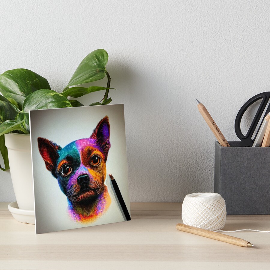 pet canvas art rainbow friends colorful design cute dog face