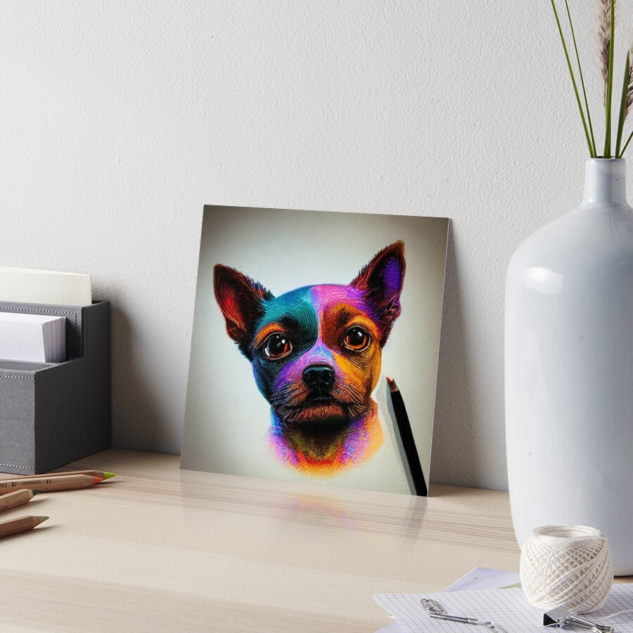 pet canvas art rainbow friends colorful design cute dog face