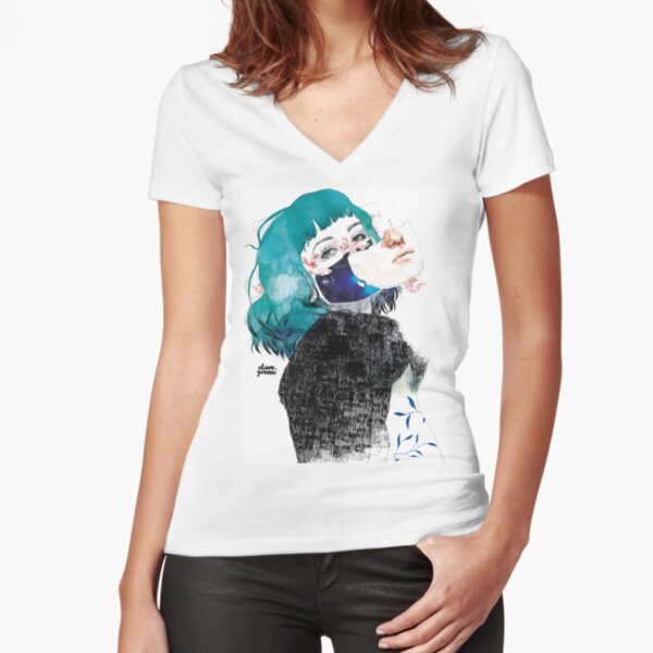 If you shut me up by elenagarnu Fitted V-Neck T-Shirt