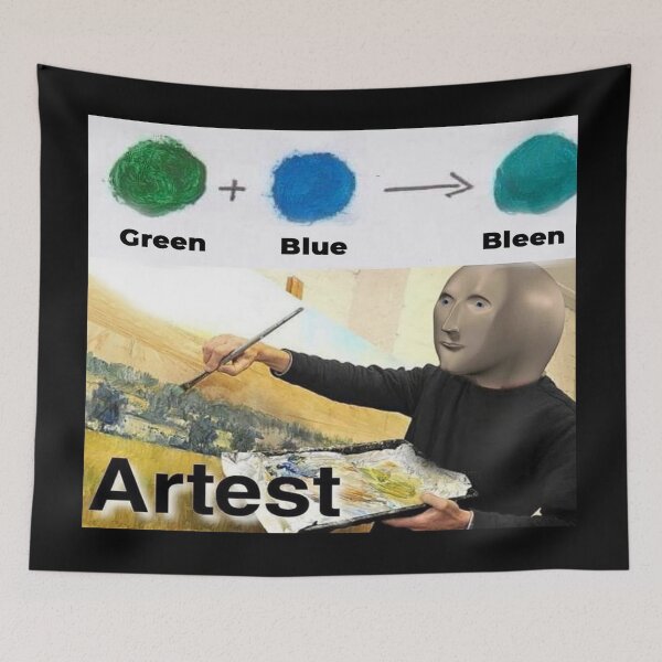 Item preview, Green + Blue = Bleen Artest Meme - Thanksgiving, Christmas And Birthday Party Gift Ideas for Classic Memes Lovers and Fans designed and sold by Memeing Everything.