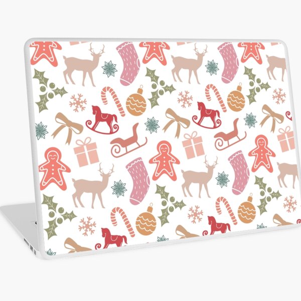 Joyful Christmas - Christmas Pattern mit verschiedenen Weihnachtsmotiven Laptop Folie