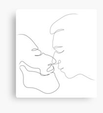 Küssen Sie minimale umreißt Liebe Leinwanddruck