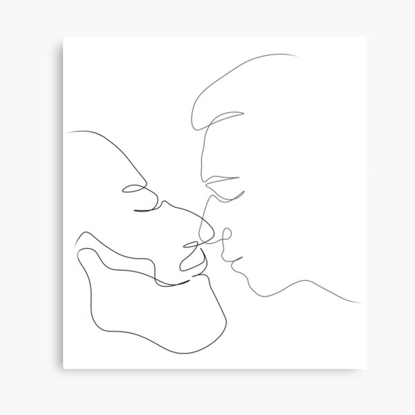 Kiss Minimal Outlines Love Canvas Print