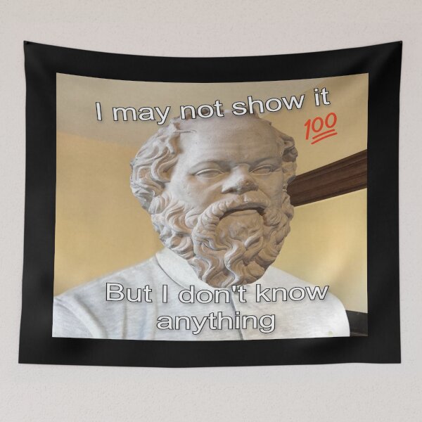 Item preview, I may not show it but I don't know anything (Socrates Meme) - Thanksgiving, Christmas And Birthday Party Gift Ideas for Classic Memes Lovers and Fans designed and sold by Memeing Everything.