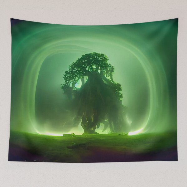 Item preview, The Ancient Green Tree Keeper of Spirits - spiritual art spiritual artwork spirituality wellness well-being designed and sold by LvSoulCreations.