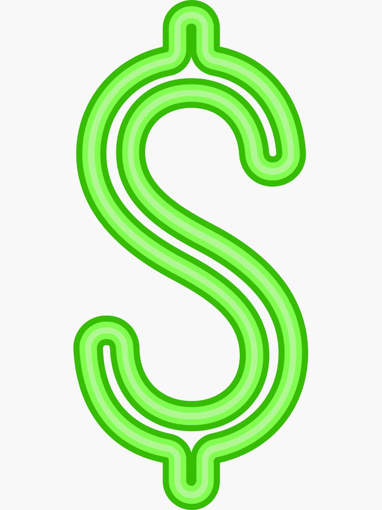 "Neon Green Money Sign for Men, Women and Kids" Sticker for Sale by