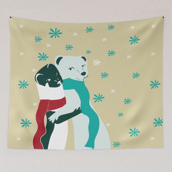 Item preview, Mustelid Christmas Weasel Hugs cream #2 designed and sold by belettelepink.