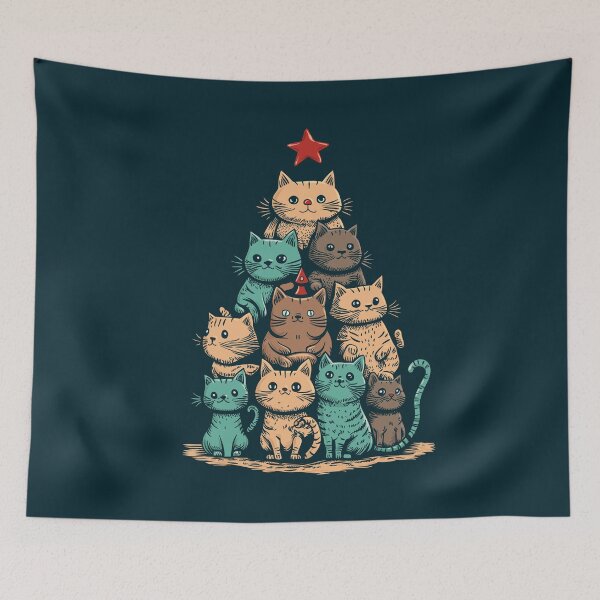 Item preview, Christmas tree made of happy cats designed and sold by jordygraph.