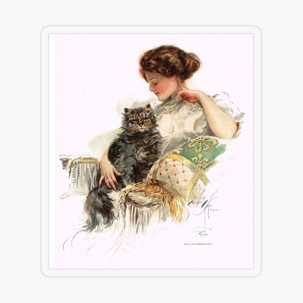 Framed Harrison Fisher Print, Lady and Her outlet Cat