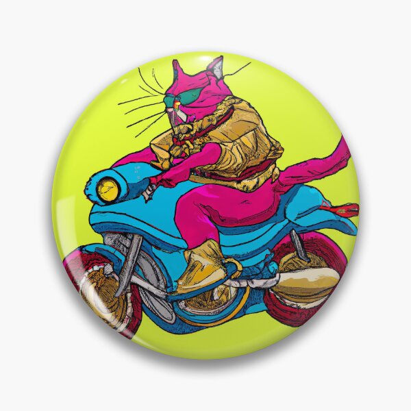 Item preview, Cool colorful Cat on Motorcycle 80s Colorwave designed and sold by mpdesigns73.