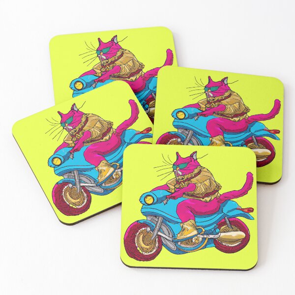 Item preview, Cool colorful Cat on Motorcycle 80s Colorwave designed and sold by mpdesigns73.