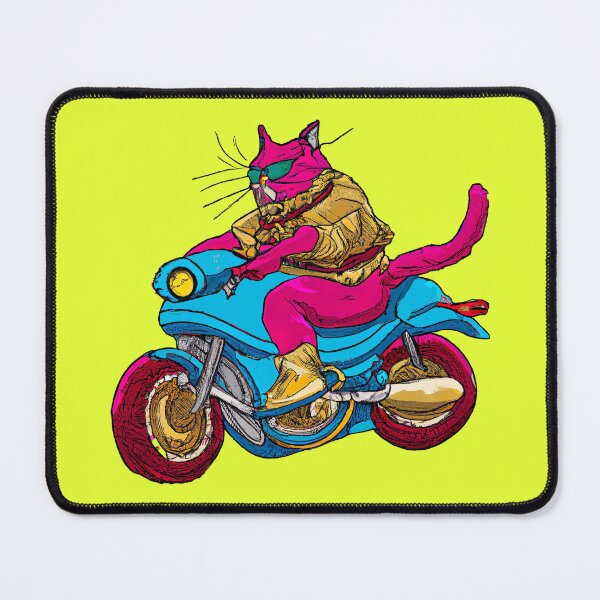 Item preview, Cool colorful Cat on Motorcycle 80s Colorwave designed and sold by mpdesigns73.