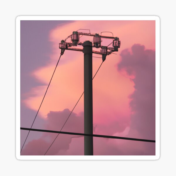 "Pink Japanese Electricity Pole" Sticker for Sale by Expcollection Redbubble