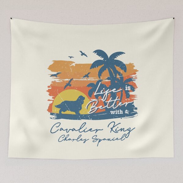 Item preview, Life is Better With Cavalier King Charles Spaniel Beach Sunset Retro Vintage designed and sold by rafaeltto.