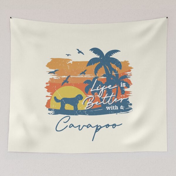 Item preview, Life is Better With Cavapoo Beach Sunset Retro Vintage designed and sold by rafaeltto.