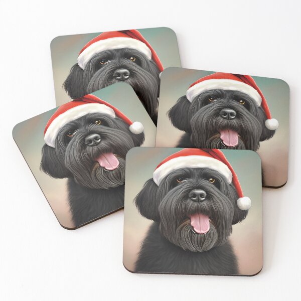 Item preview, Christmas Black Russian Terrier Wearing A Santa Hat designed and sold by ZenEverAI.