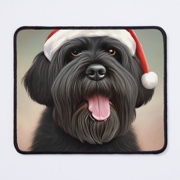 Item preview, Christmas Black Russian Terrier Wearing A Santa Hat designed and sold by ZenEverAI.