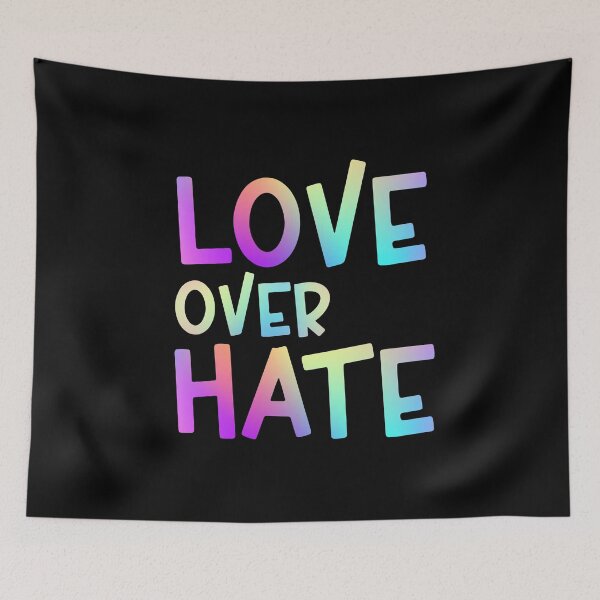 Item preview, Love Over Hate Colorful Gradient Sans Serif Typography Inspirational Quote designed and sold by Cawaiico.