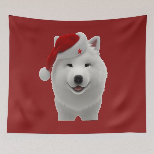 Item preview, Festive Cute Cartoon Style Samoyed Dog With Santa Hat  designed and sold by taiche.