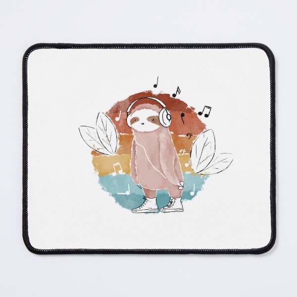 Item preview, Cute pink sloth listening to the music in headphones designed and sold by Aleksse.